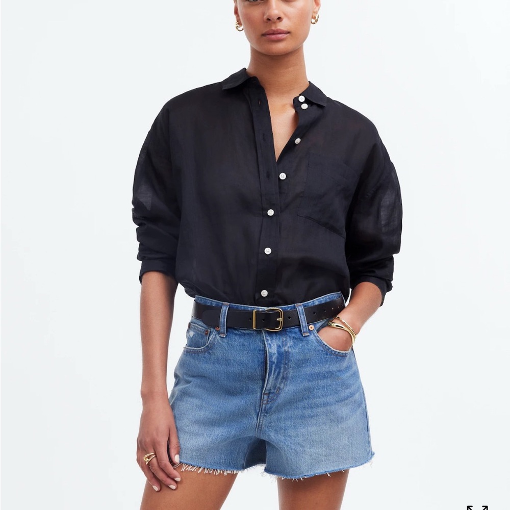 Relaxed Denim Shorts in Kelton Wash: Raw-Hem Edition